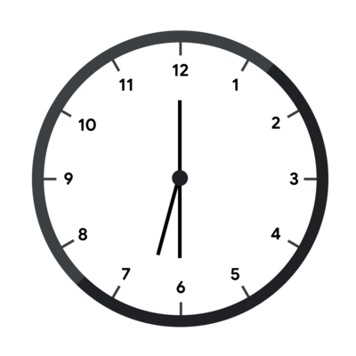 a clock showing 6:30 with all equal hands