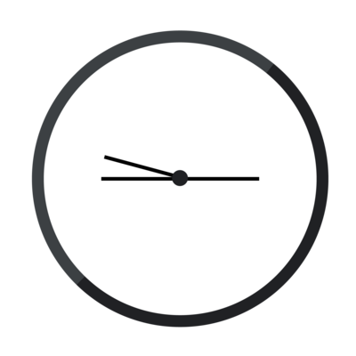 a clock showing 6:30 with all equal hands and rotated 45 degrees clockwise