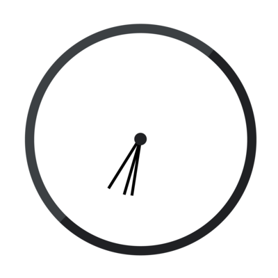 a clock showing 01:02:03 with all equal hands and rotated 180 degrees