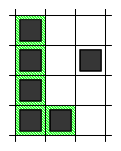 Visualization for the first sample case, showing one L-shape.
