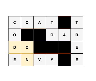 Example crossword with highlighted words